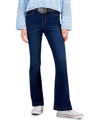 DOLLHOUSE JUNIORS' HIGH-RISE BELTED FLARE-LEG JEANS