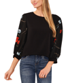 Cece Mixed Media Knit Top In Rich Black