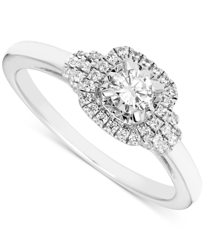 Macy's Diamond Halo Engagement Ring (3/8 Ct. T.w.) In 14k White Gold