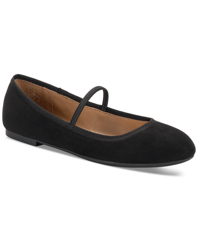 Sun + Stone Women's Lucyy Mary Jane Ballet Flats, Created For Macy's In Black Micro