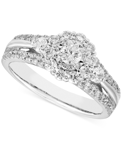 Macy's Diamond Halo Engagement Ring (1 Ct. T.w.) In 14k White Gold