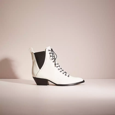 Coach Restored Lace Up Bootie In Ivory