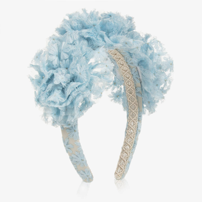 Irpa Kids' Girls Blue Tulle Flower Hairband