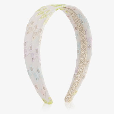 Irpa Kids' Girls White Broderie Anglaise Hairband In Neutral
