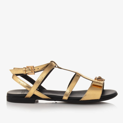 Versace Teen Girls Gold Medusa Leather Sandals