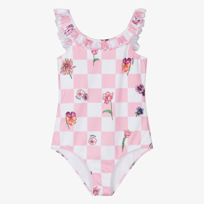 Versace Teen Girls Pink & White Blossom Swimsuit