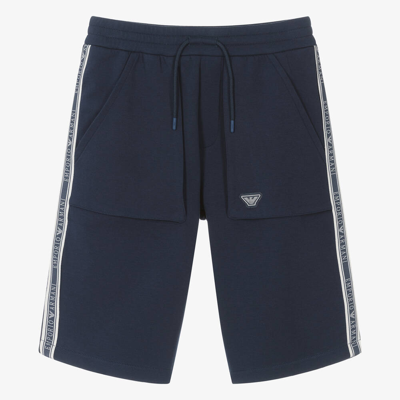 Emporio Armani Teen Boys Navy Blue Cotton Jersey Shorts