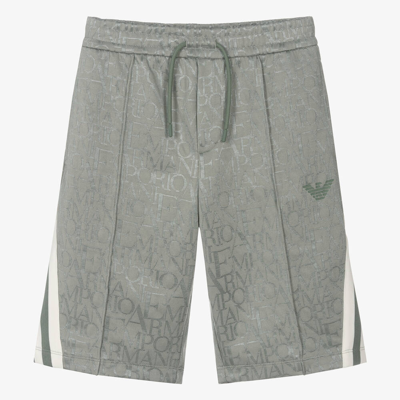Emporio Armani Teen Boys Green Jacquard Shorts