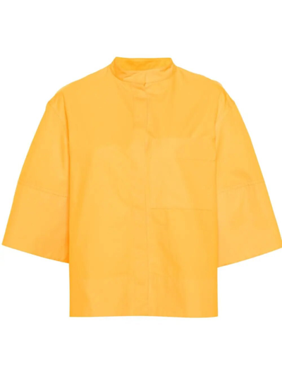 Jil Sander Stand-collar Cotton Shirt In Orange