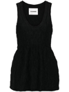 Jil Sander Crinkled Flared Top In Black  