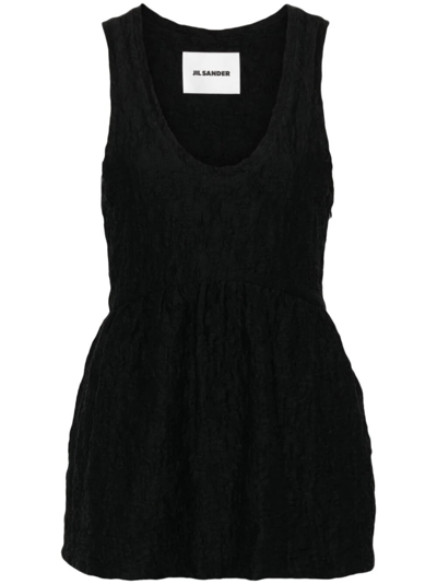 Shop Jil Sander Crinkled Flared Top In Black