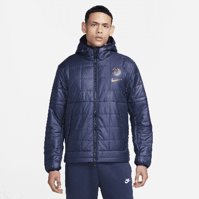 Nike Paris Saint-germain  Men's Fleece-lined Hooded Jacket In Blue