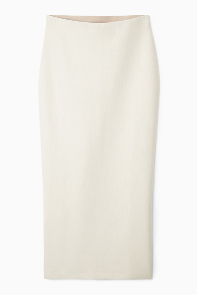 Cos Double-faced Wool Column Maxi Skirt In White