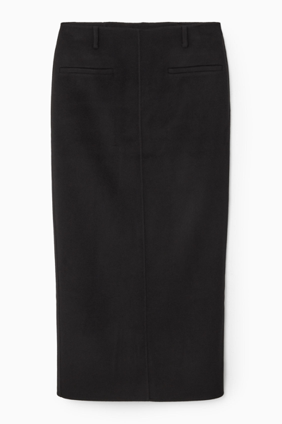 Cos Double-faced Wool Column Maxi Skirt In Black