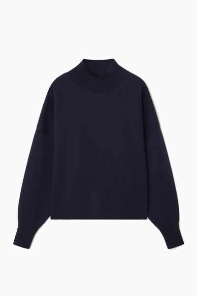 Cos Double-faced Wool Turtleneck Jumper In Blue