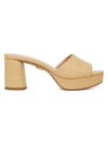 Veronica Beard Dali Leather Platform Slide Sandals In Beige