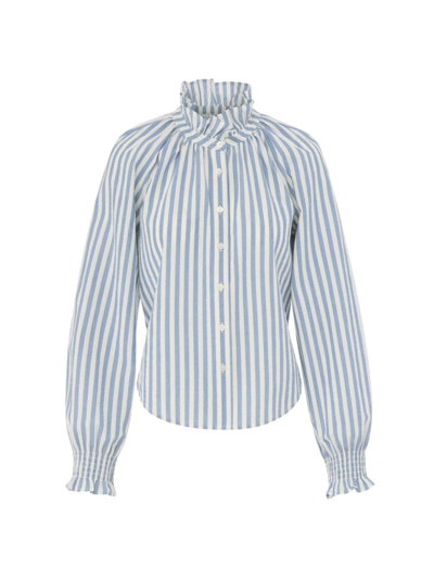 Veronica Beard Women's Calisto Striped Shirt In Washed Blue White