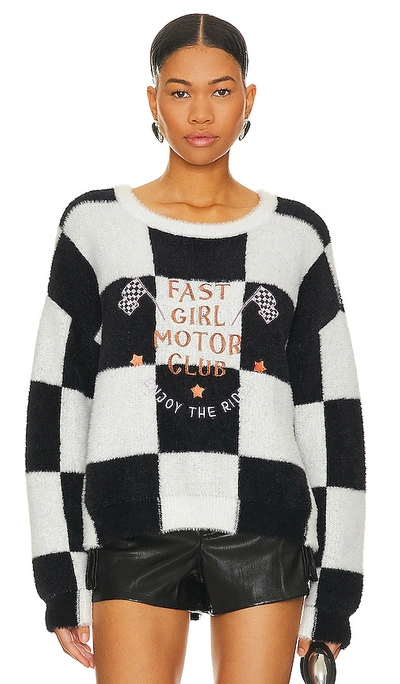Understated Leather Starting Line Sweater In Black & White