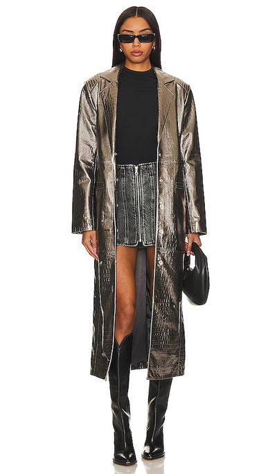 Understated Leather Test Drive Coat In Gunmetal