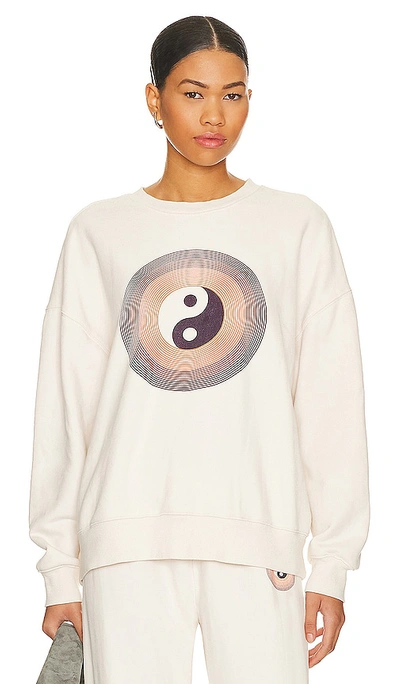 Spiritual Gangster Yin Yang Relaxed Sweatshirt In White Sand