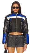 Lioness Nueve Biker Jacket In Black & Blue