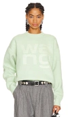 Alexander Wang Debossed Stacked Logo Unisex Pullover In Pale Mint