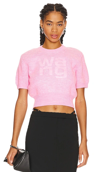 Alexander Wang Logo-debossed Knitted Top In Pink