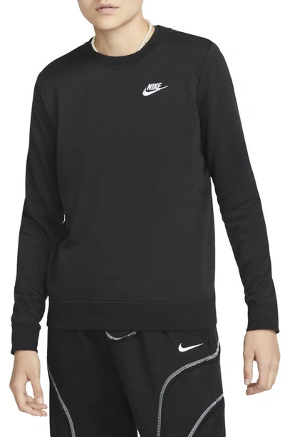 Nike Sportswear Club Fleece Crewneck Sweatshirt In Black/white 
