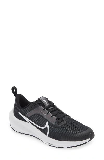 Nike Kids' Air Zoom Pegasus 40 Running Shoe In Black/ White/ Iron Grey
