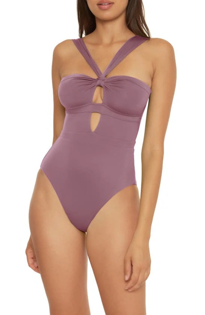 Becca Colour Code Cutout One-piece Swimsuit In Fig
