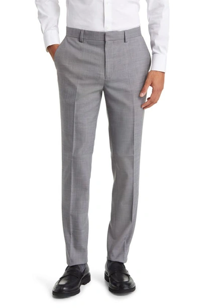 Topman Skinny Fit Stretch Flat Front Dress Trousers In Grey