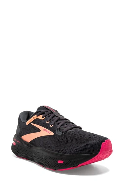 Brooks Ghost Max Running Shoe In Black/ Papaya/ Raspberry