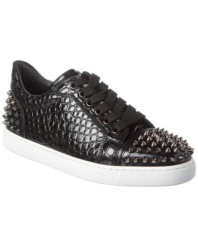 Christian Louboutin Vieira 2 Croc-embossed Leather Sneaker In Black
