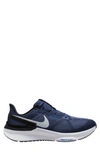 Nike Air Zoom Structure 25 Road Running Shoe In Navy/ Platinum/ White/ Black