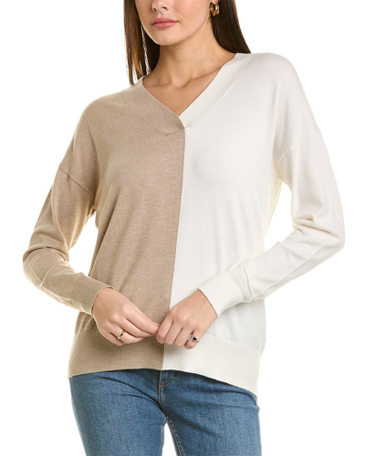 Joseph A Colorblock Sweater In Brown