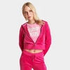 Juicy Couture Diamond Logo Zippered Hood Sweatshirt In Multi