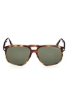 Tom Ford 58mm Navigator Sunglasses In Havana / Green