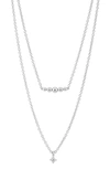 Ajoa Dolly Dot Cz Layered Necklace In Rhodium