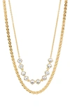 AJOA CZ DOUBLE LAYERED CHAIN NECKLACE