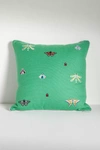 Anthropologie Bexley Embroidered Tapestry Square Cushion In Green