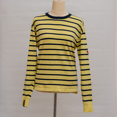 Pre-owned Louis Vuitton Yellow Navy Blue Stripped Sweater