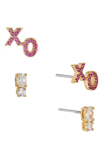 Ajoa Love Bites Cz Stud Earrings Set In Gold