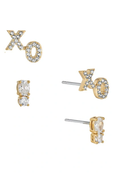 Ajoa Love Bites Cz Stud Earrings Set In Gold