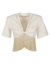 RABANNE FRINGE DETAILED V-NECK TOP