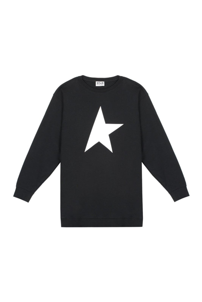 Golden Goose Kids' Printed Cotton-blend Jersey Sweater In Black