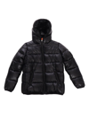 SAVE THE DUCK LOGO-PATCH HOODED QUILTED JACKET