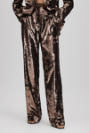 Halston Sequin Wide Leg Trousers In Java