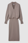 Reiss Neutral Wool Blend Midi Dress In Neutral