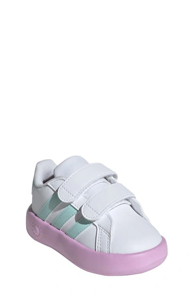 Adidas Originals Kids' Grand Court Tennis Shoe In Ftwr White/ Flash Aqua/ Lilac