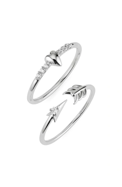 Ajoa Love Stacking Rings Set In Rhodium